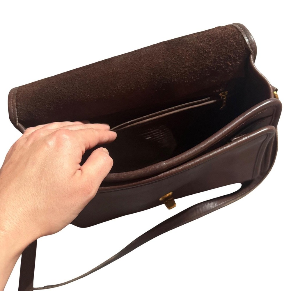 Coach Vintage 90s Ridgefield Flap Bag 9812 Brown Leather Crossbody - Picture 7 of 10